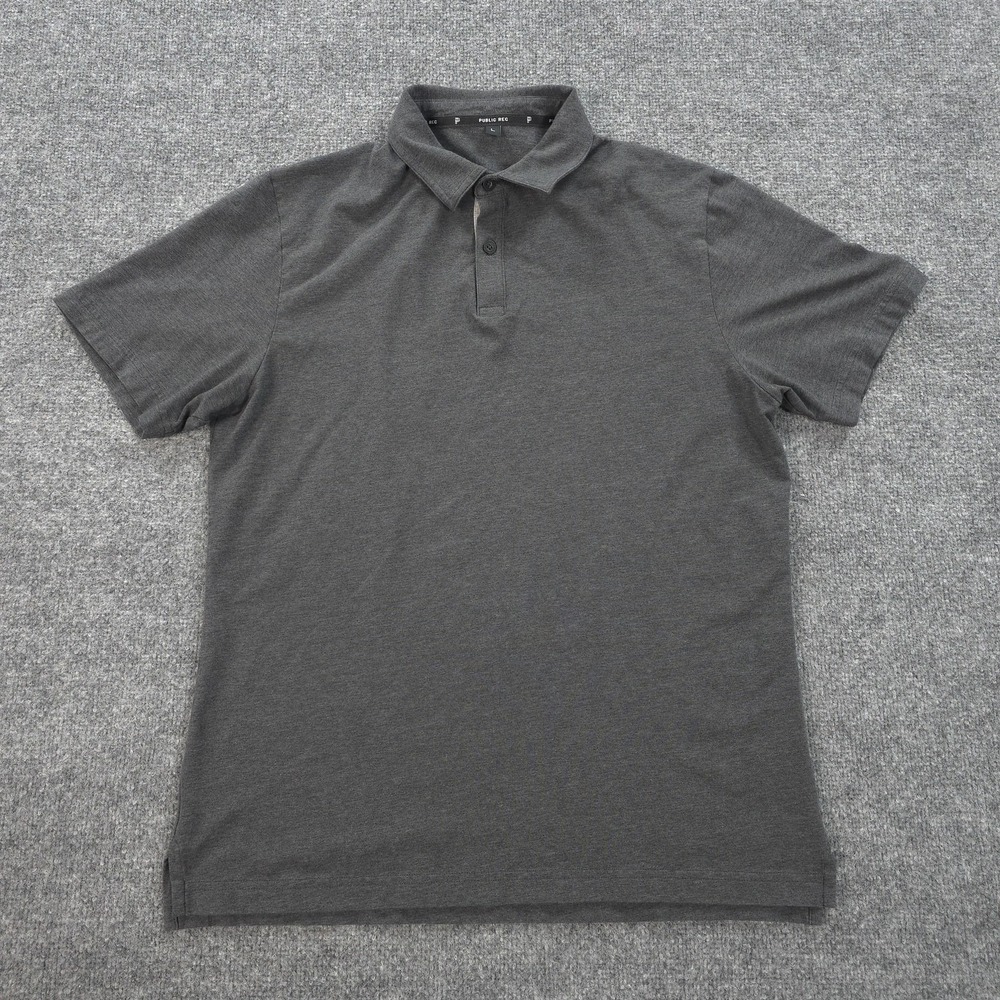 Public Rec Polo Shirt Mens Large Grey Go To Pima Stretch Performance Golf Sports